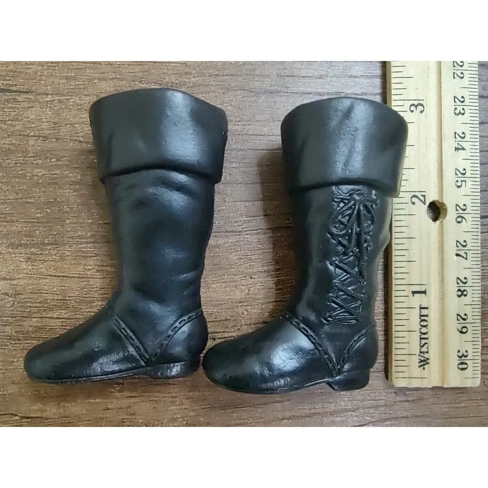 BARBIE SHOES KEN BOOTS BLACK TALL SNAPS OPEN CLOSE FASHION STYLE CUTE DOLL SHOES
